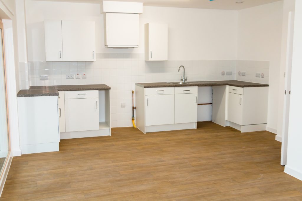 Fully fitted kitchen units at Haine Court apartments.